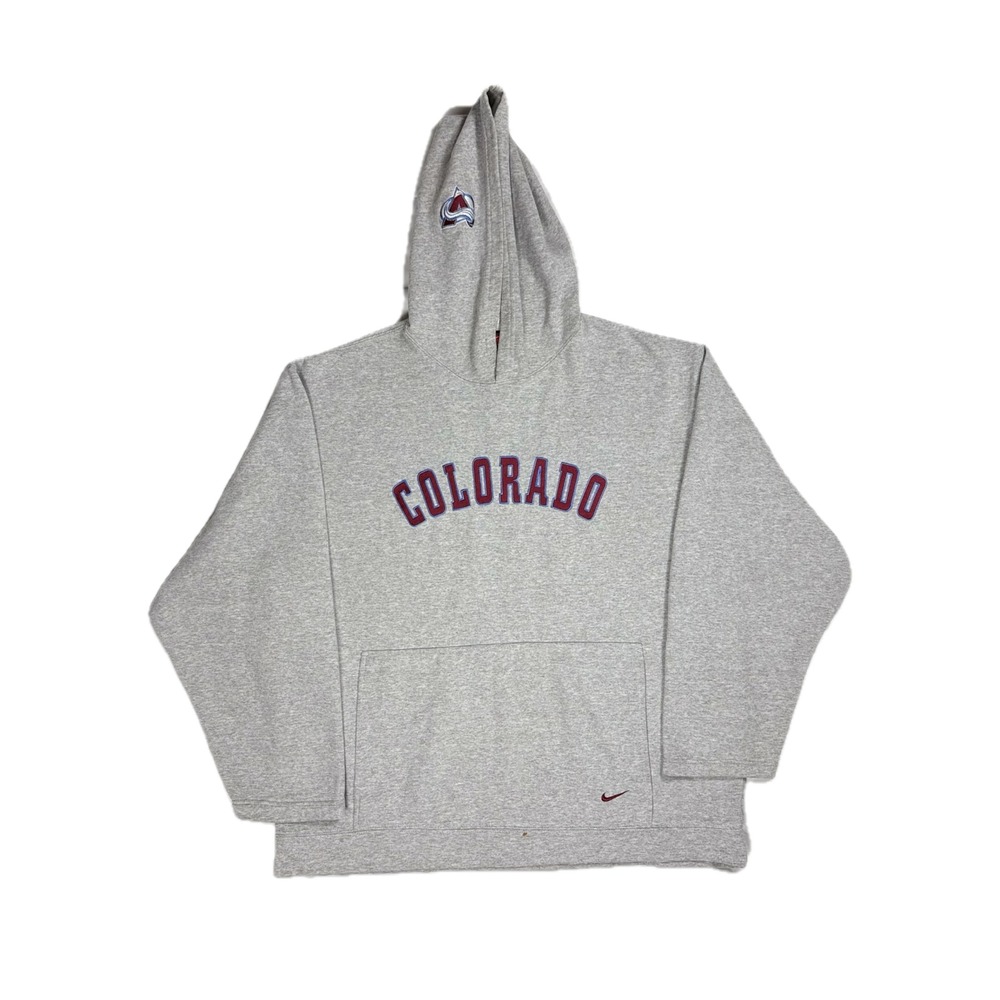 Vtg Y2K Nike NHL Colorado Avalanche grey spellout hoodie sweatshirt mens large